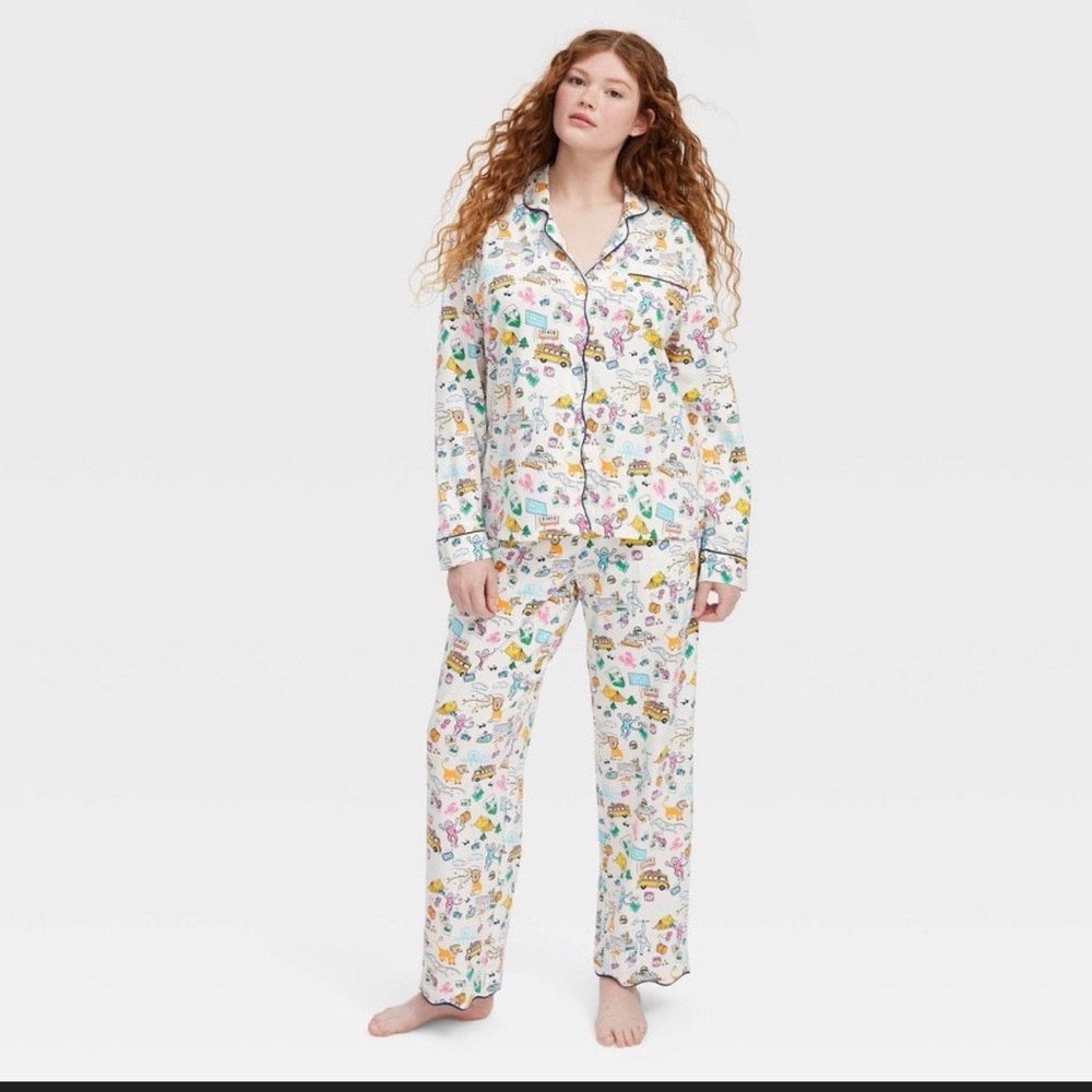 Last Chance - Women's Roadtrip Long Sleeves + Pants PJ Set - Roller Rabbit sz M